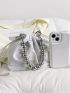 Beaded Strap Mini Bucket Bag Drawstring Design White