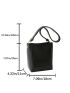 Mini Bucket Bag Litchi Embossed PU Black