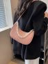 Faux Pearl Decor Hobo Bag Zipper Fashion