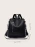 Braided Detail Zipper Classic Backpack Fashion