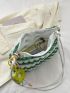 Medium Ruched Bag Striped Pattern Flower Bag Charm