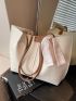 Stitch Detail Shoulder Tote Bag Double Handle Elegant