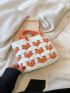 Small Crochet Bag Two Tone Double Handle No-closure Polyester