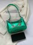 Retro Alligator Print Small Shoulder Bag For Women Casual Pu Underarm Bag Female Handbag