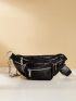 Crocodile Embossed Waist Bag Zipper Chain Decor