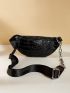 Crocodile Embossed Waist Bag Zipper Chain Decor