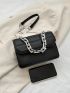 Geometric Embossed Flap Square Bag Chain Fashion