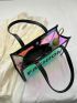 Clear Bag, Holographic Shoulder Tote Bag With Inner Pouch