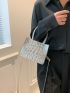 Mini Crocodile Embossed Square Bag Metallic Funky Double Handle