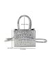 Mini Crocodile Embossed Square Bag Metallic Funky Double Handle