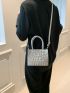 Mini Crocodile Embossed Square Bag Metallic Funky Double Handle