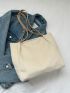 Small Shoulder Tote Bag Beige Minimalist For Daily