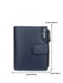 Navy Blue Small Wallet Minimalist Tri-Fold With Zipper For Daily