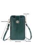 Crocodile Embossed Phone Wallet Dark Green Fashionable Pocket Front For Daily