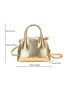 Mini Litchi Embossed Dome Bag Metallic Double Handle