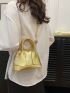 Mini Litchi Embossed Dome Bag Metallic Double Handle