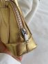 Mini Litchi Embossed Dome Bag Metallic Double Handle