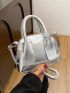 Mini Litchi Embossed Dome Bag Metallic Double Handle