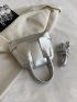 Mini Litchi Embossed Dome Bag Metallic Double Handle