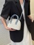 Small Straw Bag Colorblock Double Handle For Vacation