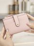 Slim Litchi Embossed Coin Purse Apricot Fashionable For Daily