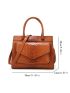 Snakeskin Print Square Bag Brown Elegant Double Handle For Work