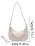 Small Hobo Bag Beige Fashionable Faux Pearl Decor Top Handle For Daily