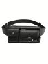 Litchi Embossed Fanny Pack Pocket Front Studded Decor For Daily, Perfect for Travel and Outdoor Adventures