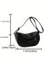 Litchi Embossed Hobo Bag Black Minimalist For Work