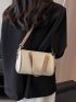 Litchi Embossed Square Bag Colorblock Double Handle For Work