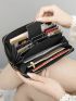 Quilted Long Wallet Black Elegant For Daily