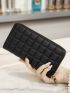 Quilted Long Wallet Black Elegant For Daily