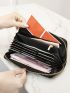 Quilted Long Wallet Black Elegant For Daily