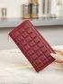 Quilted Long Wallet Red Fashionable For Daily