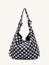 Chessboard Pattern Hobo Bag Large Capacity Top Handle For Daily