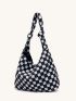 Chessboard Pattern Hobo Bag Large Capacity Top Handle For Daily