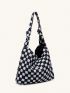 Chessboard Pattern Hobo Bag Large Capacity Top Handle For Daily