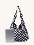 Chessboard Pattern Hobo Bag Large Capacity Top Handle For Daily