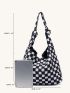 Chessboard Pattern Hobo Bag Large Capacity Top Handle For Daily