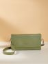 Mini Square Bag Green Minimalist Flap Chain Strap For Daily