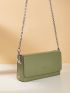 Mini Square Bag Green Minimalist Flap Chain Strap For Daily