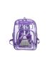 Contrast Binding Classic Backpack Clear PVC Waterproof Pocket Front For Daily