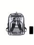 Contrast Binding Classic Backpack Clear PVC Waterproof Pocket Front For Daily