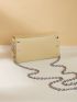 Mini Square Bag Apricot Minimalist Flap Chain Strap For Daily