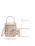 Mini Bucket Bag With Cartoon Charm Fashionable Cartoon Bear & Letter Graphic Top Handle PU