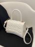 Mini Square Bag Fashionable Heart Embossed Top Handle Flap PU