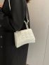 Mini Square Bag Fashionable Heart Embossed Top Handle Flap PU