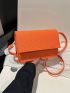 Small Square Bag Funky Neon-orange Snakeskin Embossed Flap Felt