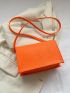 Small Square Bag Funky Neon-orange Snakeskin Embossed Flap Felt