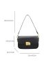 Small Square Bag Fashionable Metal Lock Flap PU